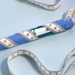 Blue weight-loss pen with a measuring tape around it, a popular tool to aid in weight loss and body measurement control.