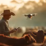 Pequeños y medianos ganaderos enfrentan desafíos en la transición verde. En la foto, la tecnología de drones se utiliza para monitorear y gestionar el ganado.